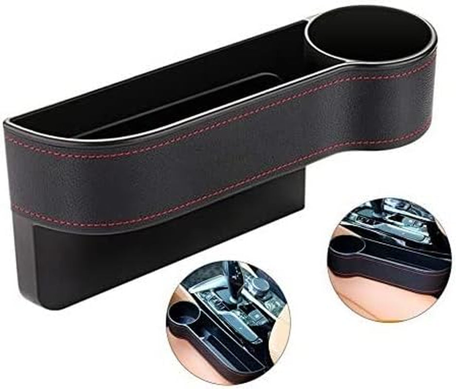 Premium Leather Car Seat Gap Storage Organizer with Cup Holder